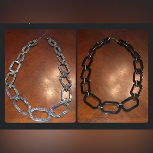 Prwnd black chunky necklace28in (2 sides) like 2 Necklaces in 1